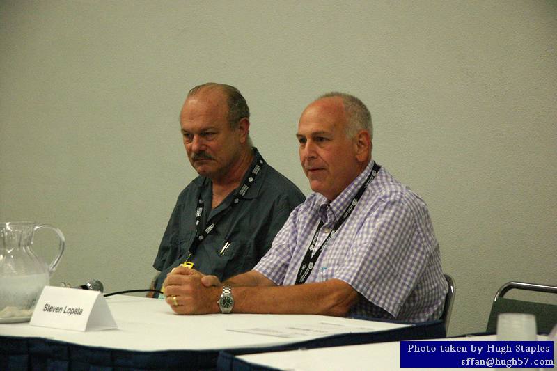 Panel "Might Makes Right" panelists Joe Haldeman, John Scalzi, J.G. Hertzler, Hank Reinhardt and Stephen Lopata
