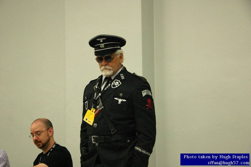 Panel "Might Makes Right" panelists Joe Haldeman, John Scalzi, J.G. Hertzler, Hank Reinhardt and Stephen Lopata