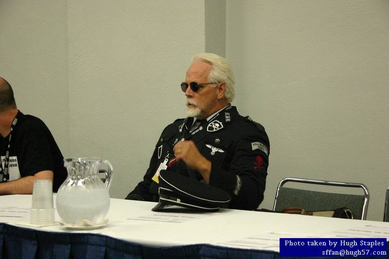 Panel "Might Makes Right" panelists Joe Haldeman, John Scalzi, J.G. Hertzler, Hank Reinhardt and Stephen Lopata