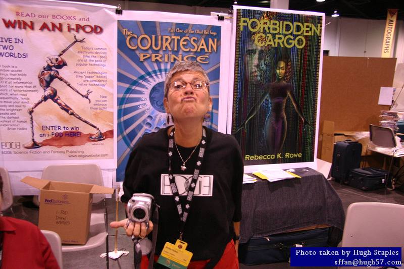 Anita Hades at EDGE press table in Dealers Room