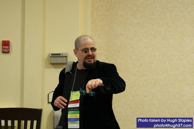 Author GOH Charles Stross and Tech GOH Bruce Schneier<br />give panel on "The Future of Spyware"