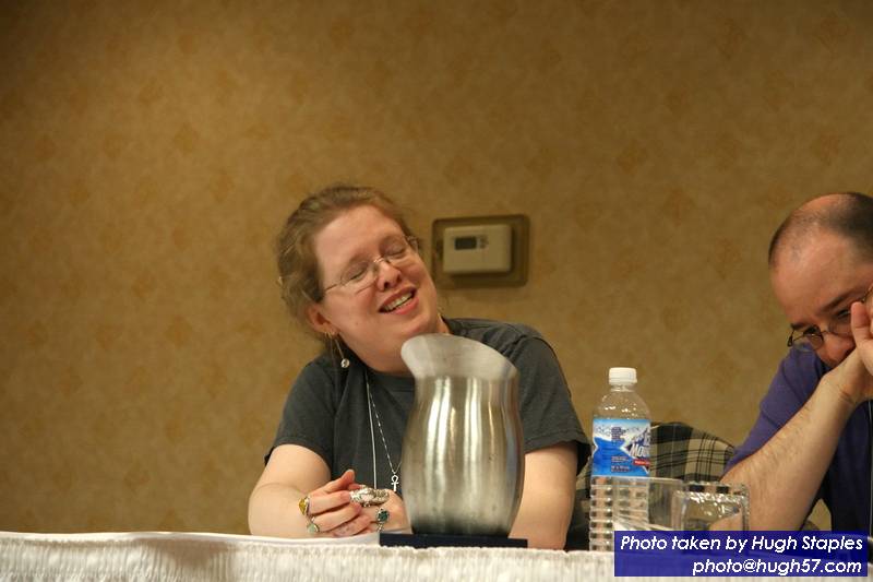 Sarah Monette, John Scalzi and Nick Sagan panel<br />"Works and Influence of SF Grandmaster Godfrey L. Winton"