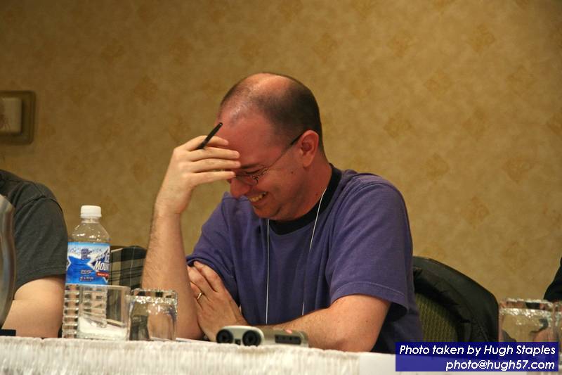 Sarah Monette, John Scalzi and Nick Sagan panel<br />"Works and Influence of SF Grandmaster Godfrey L. Winton"