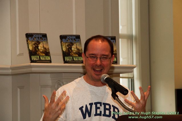 John Scalzi signs Fuzzy NationJohn reads from Untitled 2012 novel, the working title and basic description of which we were all sworn to secrecy. We are allowed to say, however, that it is awesome.