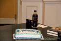 John Scalzi signs Fuzzy Nation\nCoke Zero: check. Cake: check. Pens & books: check. Good to go.