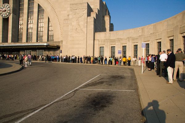 Cincinnati's Historic Museum Center at Union Terminal,\nsite of  foriegn policy speech by\nSen. Joseph Biden (D-Del), Democratic Candidate for Vice President
