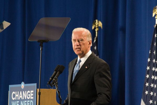 Sen. Joseph Biden (D-Del), Democratic Candidate for Vice President,\nspeaks on the subject of foriegn policy at the Rotunda of Union Terminal