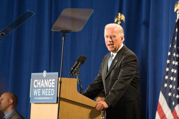 Sen. Joseph Biden (D-Del), Democratic Candidate for Vice President,\nspeaks on the subject of foriegn policy at the Rotunda of Union Terminal