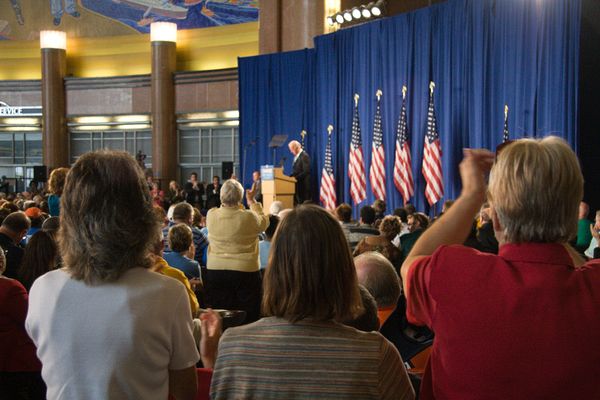 Sen. Joseph Biden (D-Del), Democratic Candidate for Vice President,\nspeaks on the subject of foriegn policy at the Rotunda of Union Terminal