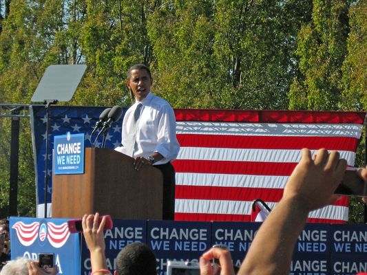Sen. Barack Obama (D-Ill), Democratic Candidate for President,\nspeaks on the subject of economic policy at the American Jobs Tour Rally