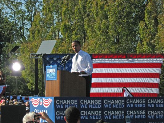 Sen. Barack Obama (D-Ill), Democratic Candidate for President,\nspeaks on the subject of economic policy at the American Jobs Tour Rally