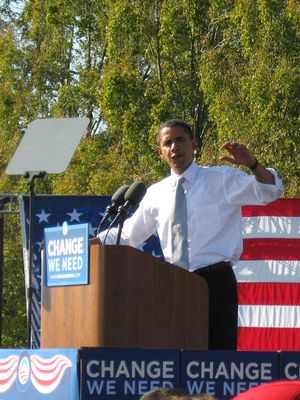 Sen. Barack Obama (D-Ill), Democratic Candidate for President,\nspeaks on the subject of economic policy at the American Jobs Tour Rally