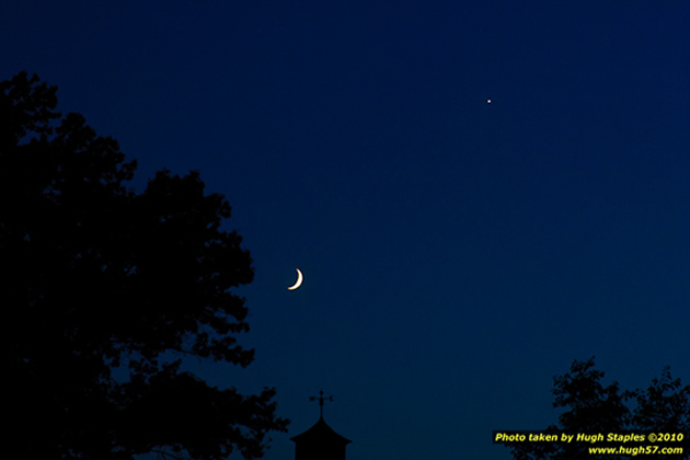 Crescent Moon & Venus over Greenhills Commons, July 14, 2010