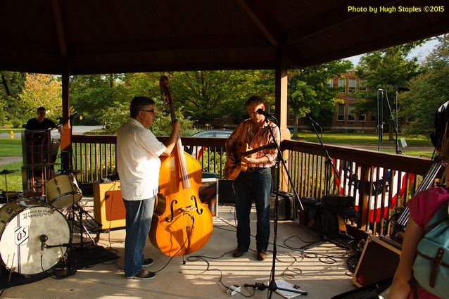 A soggy and stormy evening, but the show must go on with Ricky Nye & The Red Hots at Greenhills Summer Concerts on the Commons