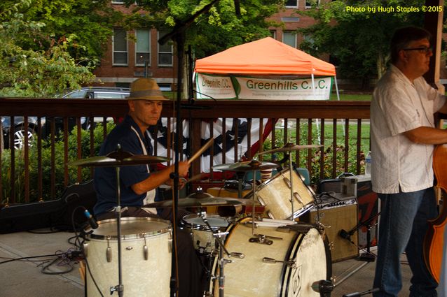 A soggy and stormy evening, but the show must go on with Ricky Nye & The Red Hots at Greenhills Summer Concerts on the Commons