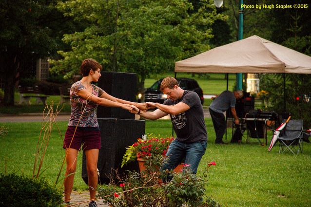 A soggy and stormy evening, but the show must go on with Ricky Nye & The Red Hots at Greenhills Summer Concerts on the Commons