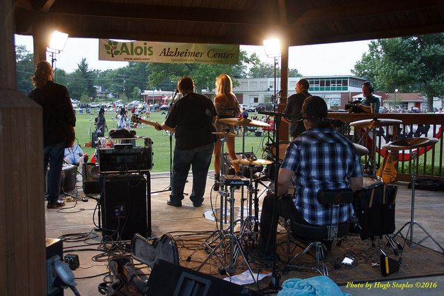 Storms threaten, but hold off long enough for the Amy Sailor Band to give a very energetic performance at Greenhills Summer Concerts on the Commons