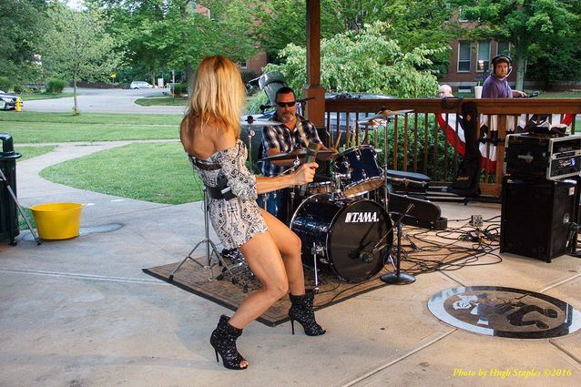 Storms threaten, but hold off long enough for the Amy Sailor Band to give a very energetic performance at Greenhills Summer Concerts on the Commons