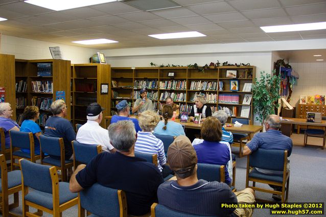 An appreciative crowd gathers at the Brimley Area Schools Library for the UP Book Tour 2012, to see Steve Hamilton, Eileen Pollack and B. David Warner