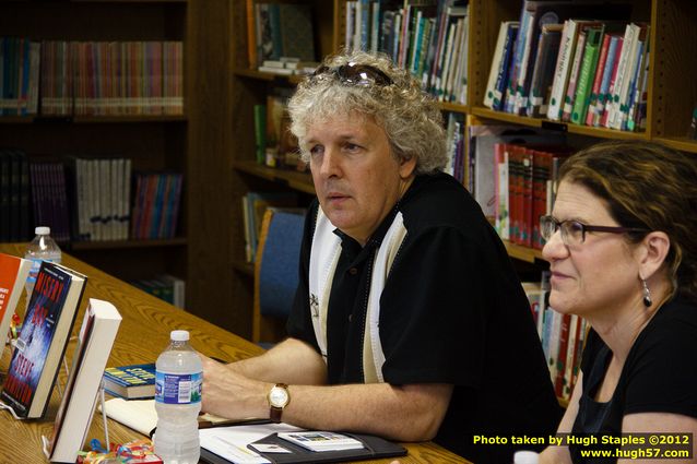 An appreciative crowd gathers at the Brimley Area Schools Library for the UP Book Tour 2012, to see Steve Hamilton, Eileen Pollack and B. David Warner