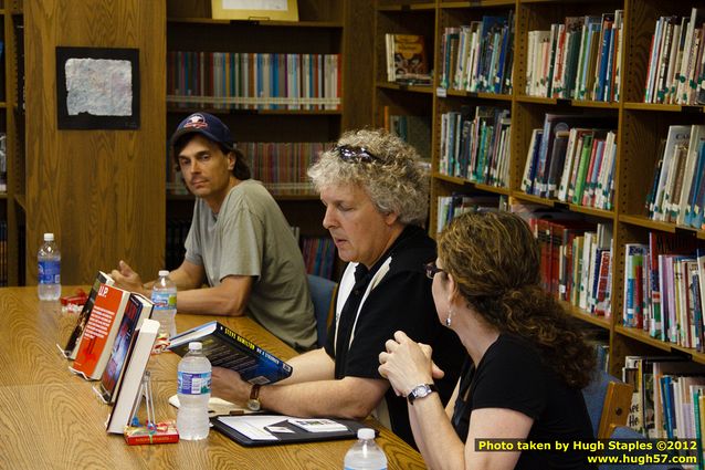 An appreciative crowd gathers at the Brimley Area Schools Library for the UP Book Tour 2012, to see Steve Hamilton, Eileen Pollack and B. David Warner