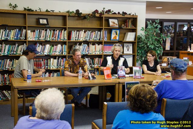 An appreciative crowd gathers at the Brimley Area Schools Library for the UP Book Tour 2012, to see Steve Hamilton, Eileen Pollack and B. David Warner