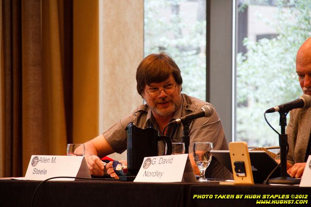 SF Novelist Allen Steele and others at a panel about Dyson Spheres