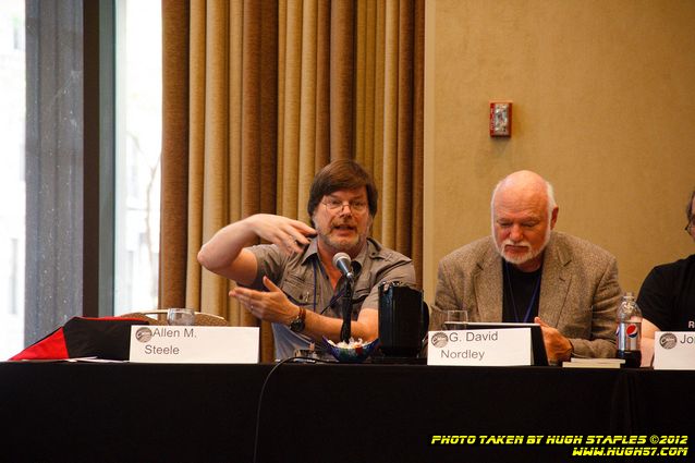 SF Novelist Allen Steele and others at a panel about Dyson Spheres