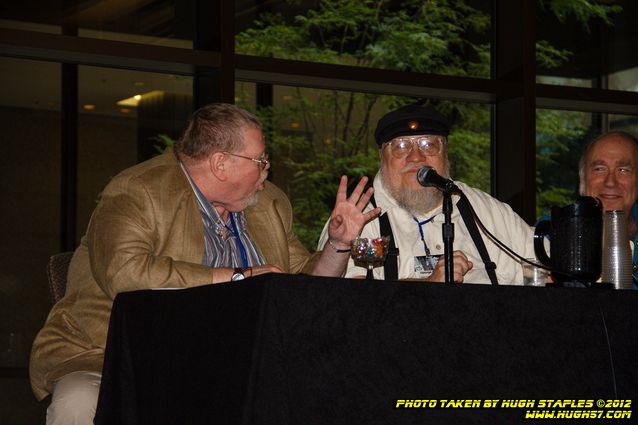 In and around Chicon 7, The World Science Fiction Convention. Panel: The Secret History of Worldcons, in which past Worldcon GOHs share stories from past Worldcons. Panelists are Gardner Dozios, George R.R. Martin, Mike Resnick, Joe Haldeman and Robert Silverberg.