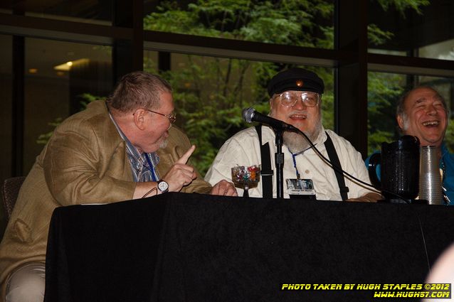 In and around Chicon 7, The World Science Fiction Convention. Panel: The Secret History of Worldcons, in which past Worldcon GOHs share stories from past Worldcons. Panelists are Gardner Dozios, George R.R. Martin, Mike Resnick, Joe Haldeman and Robert Silverberg.