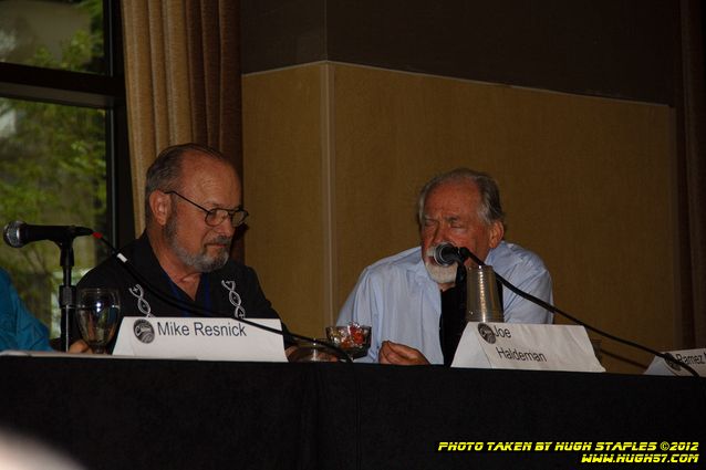 In and around Chicon 7, The World Science Fiction Convention. Panel: The Secret History of Worldcons, in which past Worldcon GOHs share stories from past Worldcons. Panelists are Gardner Dozios, George R.R. Martin, Mike Resnick, Joe Haldeman and Robert Silverberg.