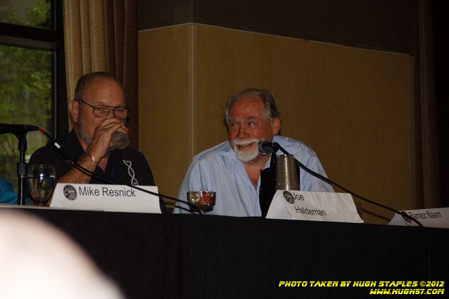 In and around Chicon 7, The World Science Fiction Convention. Panel: The Secret History of Worldcons, in which past Worldcon GOHs share stories from past Worldcons. Panelists are Gardner Dozios, George R.R. Martin, Mike Resnick, Joe Haldeman and Robert Silverberg.