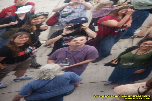 Strolling with the Stars, including Joe and Gay Haldeman, Story Musgrave, and John Scalzi. Here, John Scalzi is seen reflected in The Bean sculpture with the photographer (me) standing bhind him.