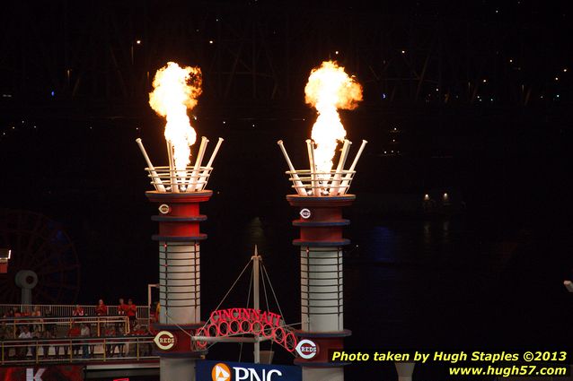 Smokestacks celebrate one of 12 strikeouts by Reds pitching (= free pizza!)