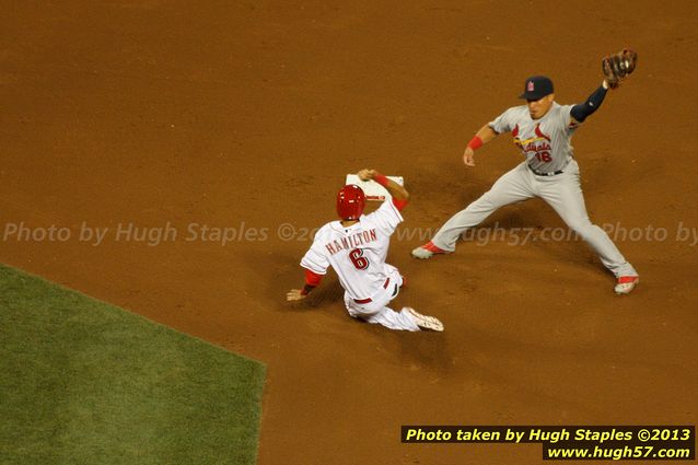 Billy Hamilton collects his 1st MLB stolen base. He went on to score the game's only run moments later.